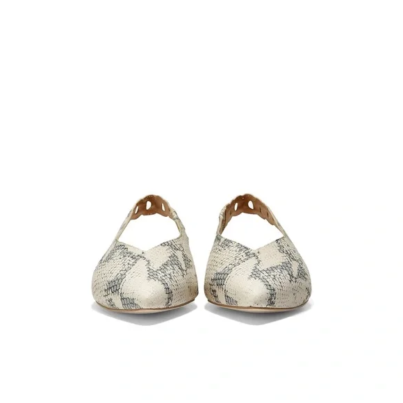 Cole Haan Women Ivory Beige Leather Merrit Skimmer Slingback Flats Sandals GUC - Picture 3 of 9